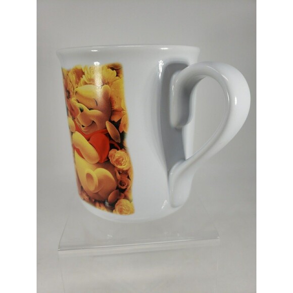 Disney Store Winnie the Pooh Coffee Mug Yellow Roses Large White & Orange 16 oz - Picture 4 of 14